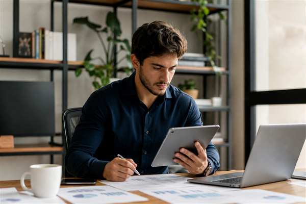 Pessoa consultando informações financeiras no computador